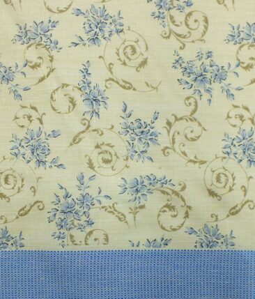 Exquisite Khadi Look Beige Printed Cotton Blend Designer Shirt Fabric (2.40 M)