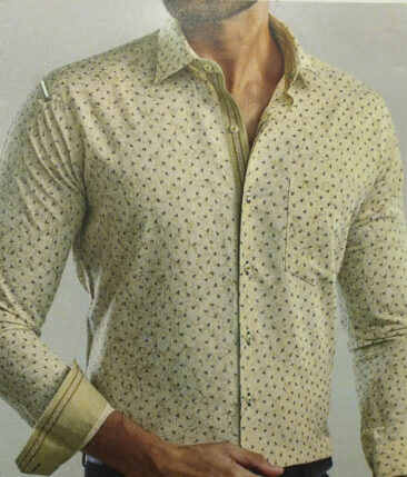 Exquisite Khadi Look Beige base Brown Floral Print Cotton Blend Designer Shirt Fabric (2.40 M)
