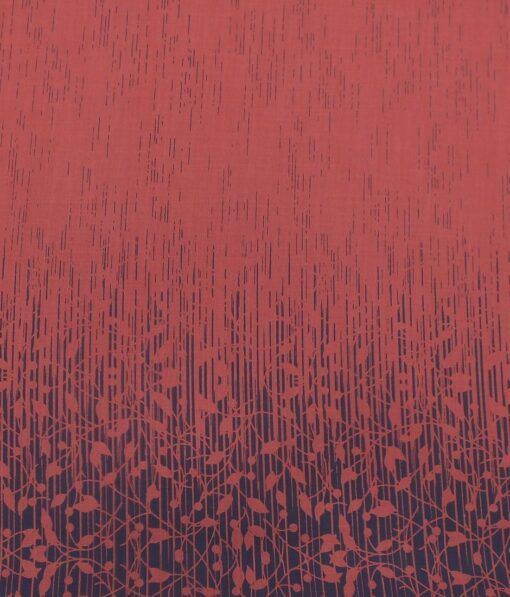 Exquisite Khadi Look Burgandy Red Floral Print Cotton Blend Designer Shirt Fabric (2.40 M)