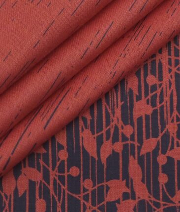 Exquisite Khadi Look Burgandy Red Floral Print Cotton Blend Designer Shirt Fabric (2.40 M)