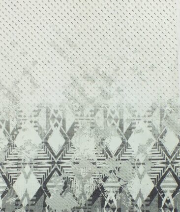 Exquisite White 100% Pure Cotton Black Print Designer Shirt Fabric (2.40 M)