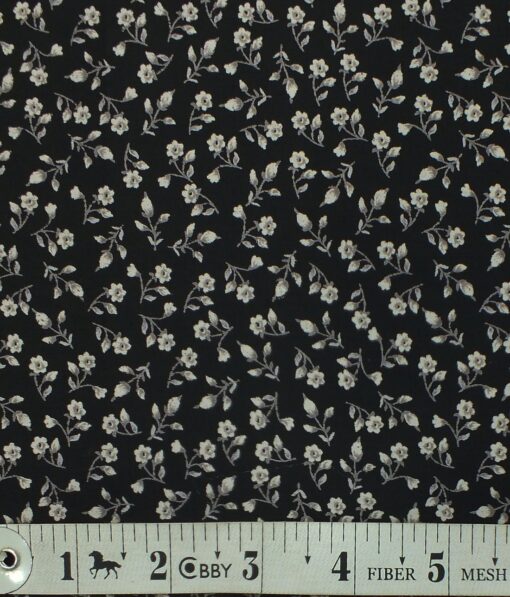 Exquisite Black 100% Pure Cotton Floral Print Shirt Fabric (2.40 M)