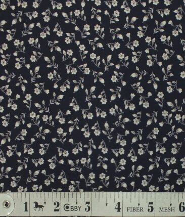 Exquisite Blue 100% Pure Cotton Floral Print Shirt Fabric (2.40 M)