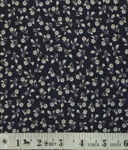 Exquisite Blue 100% Pure Cotton Floral Print Shirt Fabric (2.40 M)