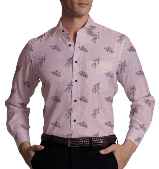 Exquisite Light Pink 100% Pure Cotton Blue Floral Print Shirt Fabric (2.40 M)