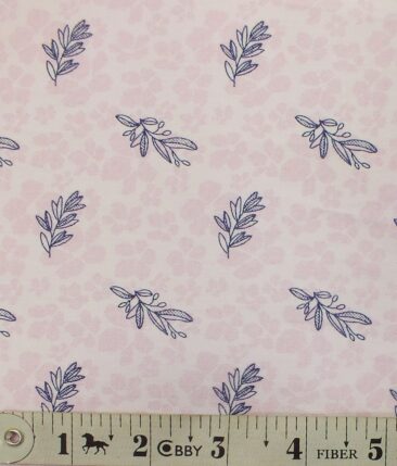 Exquisite Light Pink 100% Pure Cotton Blue Floral Print Shirt Fabric (2.40 M)