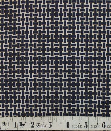 Exquisite Beige 100% Pure Cotton Royal Blue Print Shirt Fabric (2.40 M)