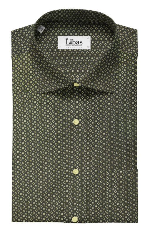 Raymond Beige Self Design Trouser Fabric With Cadini Italy Black base Beige Printed Shirt Fabric (Unstitched)