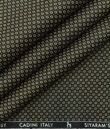 Raymond Beige Self Design Trouser Fabric With Cadini Italy Black base Beige Printed Shirt Fabric (Unstitched)