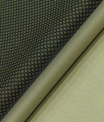 Raymond Beige Self Design Trouser Fabric With Cadini Italy Black base Beige Printed Shirt Fabric (Unstitched)