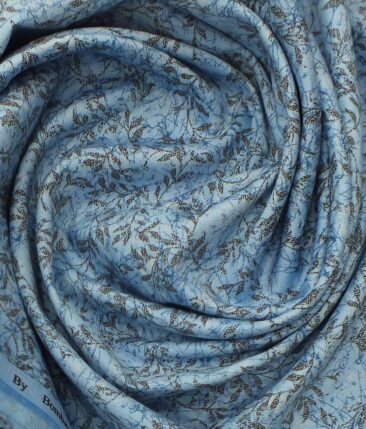Raymond Aegean Blue Self Checks Trouser Fabric With Bombay Rayon Medium Blue Floral Printed Shirt Fabric (Unstitched)
