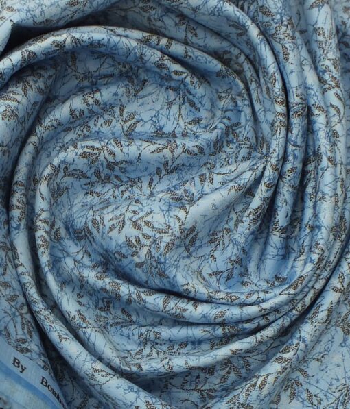 Raymond Aegean Blue Self Checks Trouser Fabric With Bombay Rayon Medium Blue Floral Printed Shirt Fabric (Unstitched)