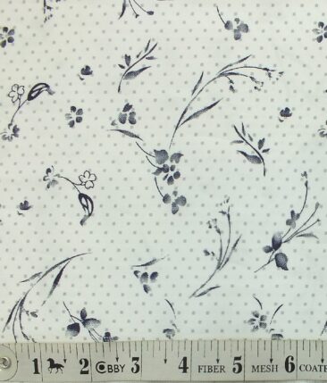Raymond Dark Blue Self Design Trouser Fabric With Nemesis White Floral Printed Shirt Fabric (Unstitched) - Image 5