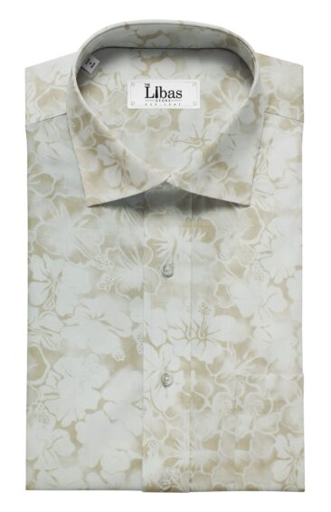 Raymond Beige Self Design Trouser Fabric With Monza White base Beige Floral Printed Shirt Fabric (Unstitched)