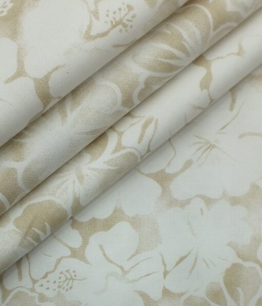 Raymond Beige Self Design Trouser Fabric With Monza White base Beige Floral Printed Shirt Fabric (Unstitched)