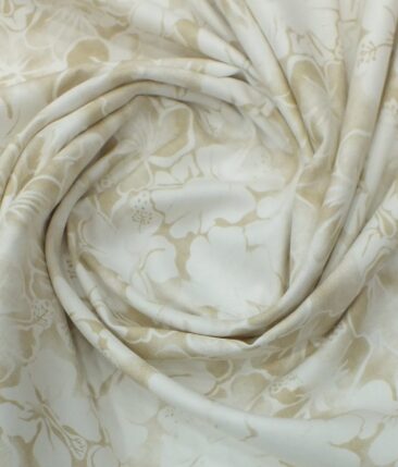 Raymond Beige Self Design Trouser Fabric With Monza White base Beige Floral Printed Shirt Fabric (Unstitched)