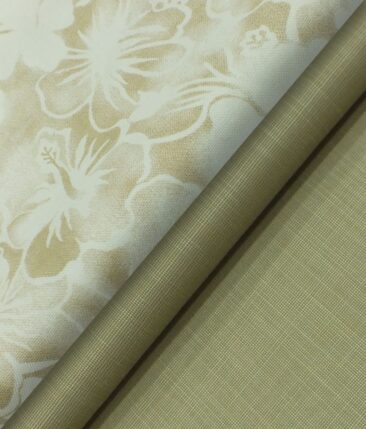 Raymond Beige Self Design Trouser Fabric With Monza White base Beige Floral Printed Shirt Fabric (Unstitched)