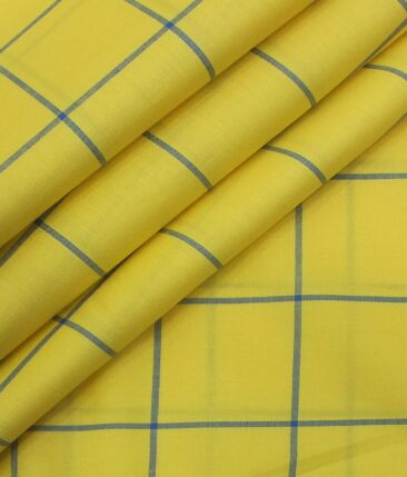 Raymond Royal Blue Self Design Trouser Fabric With Monza Yellow base Blue Broad Check Shirt Fabric (Unstitched)