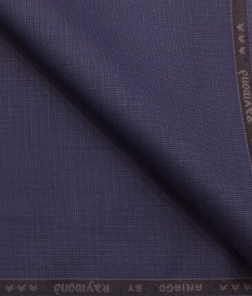 Raymond Royal Blue Self Design Trouser Fabric With Monza Yellow base Blue Broad Check Shirt Fabric (Unstitched) - Image 6
