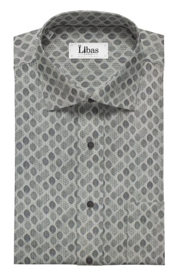 Raymond Blackish Grey Self Design Trouser Fabric With Monza Light Grey Floral Printed Shirt Fabric (Unstitched)