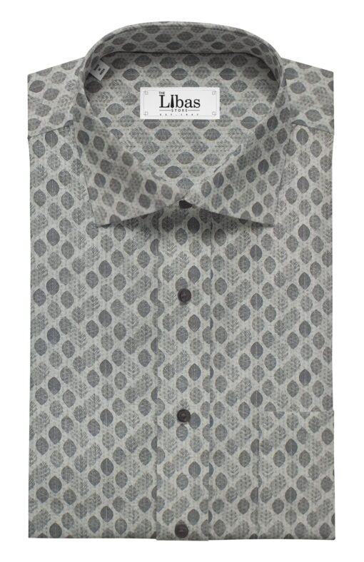 Raymond Blackish Grey Self Design Trouser Fabric With Monza Light Grey Floral Printed Shirt Fabric (Unstitched)