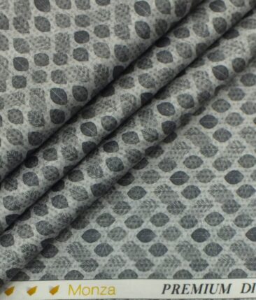 Raymond Blackish Grey Self Design Trouser Fabric With Monza Light Grey Floral Printed Shirt Fabric (Unstitched)
