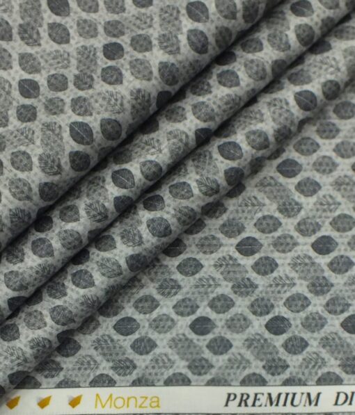 Raymond Blackish Grey Self Design Trouser Fabric With Monza Light Grey Floral Printed Shirt Fabric (Unstitched)
