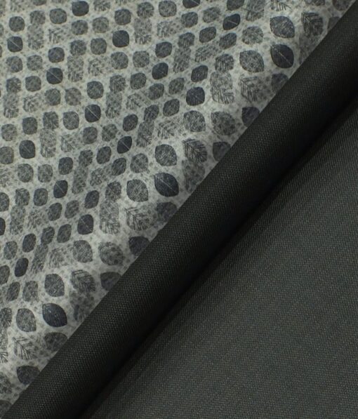 Raymond Blackish Grey Self Design Trouser Fabric With Monza Light Grey Floral Printed Shirt Fabric (Unstitched)
