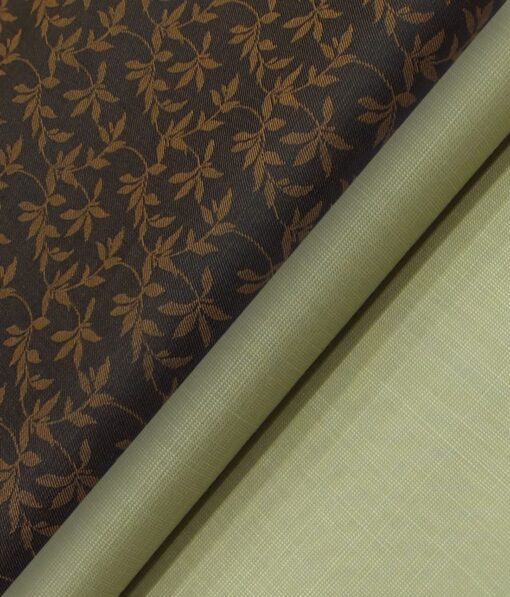 Raymond Beige Self Design Trouser Fabric With Grado by Grasim Light Dark Brown Jacquard Shirt Fabric (Unstitched)