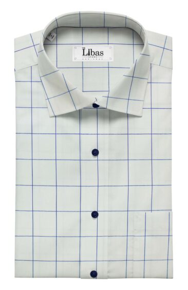Raymond Royal Blue Self Design Trouser Fabric With Soktas White base Blue Checks Shirt Fabric (Unstitched)