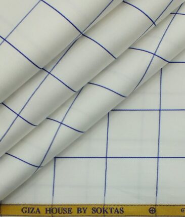 Raymond Royal Blue Self Design Trouser Fabric With Soktas White base Blue Checks Shirt Fabric (Unstitched)