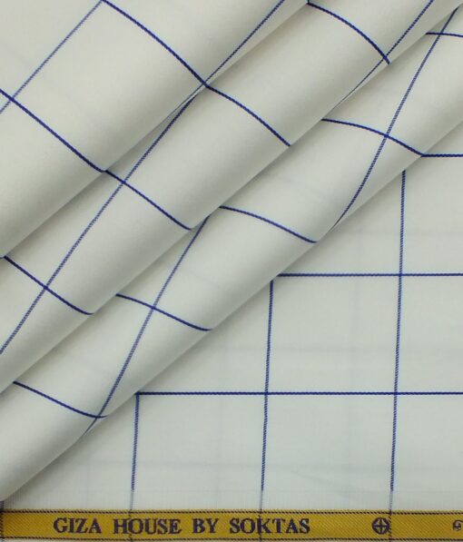 Raymond Royal Blue Self Design Trouser Fabric With Soktas White base Blue Checks Shirt Fabric (Unstitched)