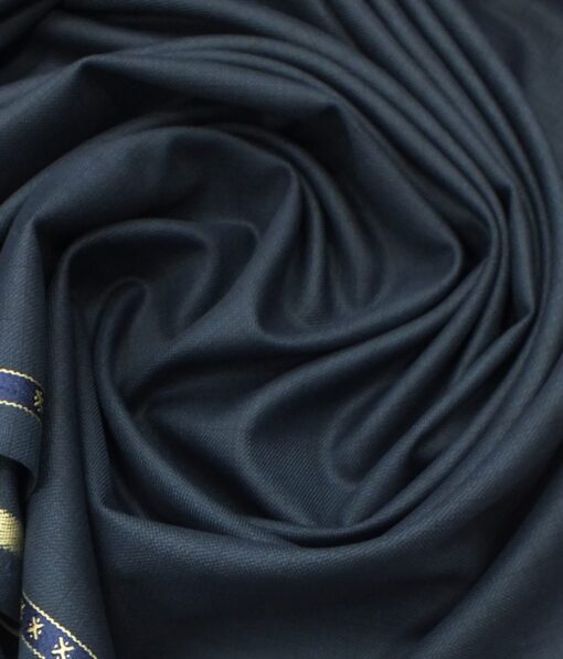 Raymond Mens Aegean Blue Self Checks Poly Viscose Trouser Fabric or 3 Piece Suit Fabric (Unstitched  1.25 Mtr)