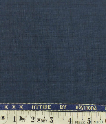 Raymond Mens Aegean Blue Self Checks Poly Viscose Trouser Fabric or 3 Piece Suit Fabric (Unstitched  1.25 Mtr)