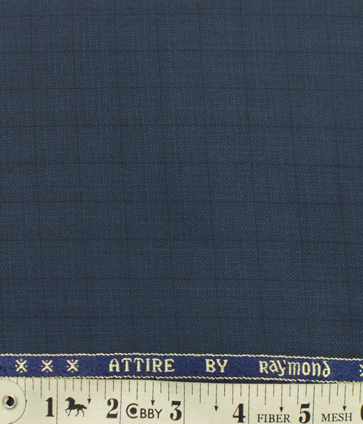 Raymond Mens Aegean Blue Self Checks Poly Viscose Trouser Fabric or 3 Piece Suit Fabric (Unstitched  1.25 Mtr)
