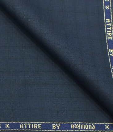 Raymond Mens Aegean Blue Self Checks Poly Viscose Trouser Fabric or 3 Piece Suit Fabric (Unstitched  1.25 Mtr)