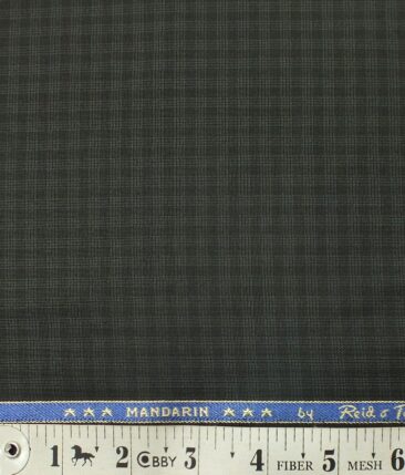 Reid & Taylor Mens Blackish Grey Self Checks Poly Viscose Trouser Fabric or 3 Piece Suit Fabric (Unstitched  1.25 Mtr)