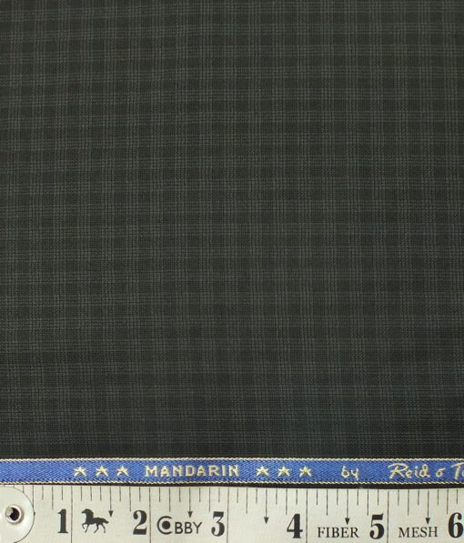 Reid & Taylor Mens Blackish Grey Self Checks Poly Viscose Trouser Fabric or 3 Piece Suit Fabric (Unstitched  1.25 Mtr)