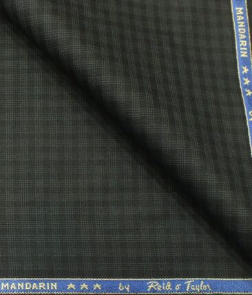 Reid & Taylor Mens Blackish Grey Self Checks Poly Viscose Trouser Fabric or 3 Piece Suit Fabric (Unstitched  1.25 Mtr)
