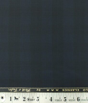 Reid & Taylor Mens Dark Blue Self Checks Poly Viscose Trouser Fabric or 3 Piece Suit Fabric (Unstitched  1.25 Mtr)