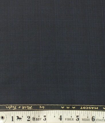Reid & Taylor Mens Dark Navy Blue Self Checks Poly Viscose Trouser Fabric or 3 Piece Suit Fabric (Unstitched  1.25 Mtr)