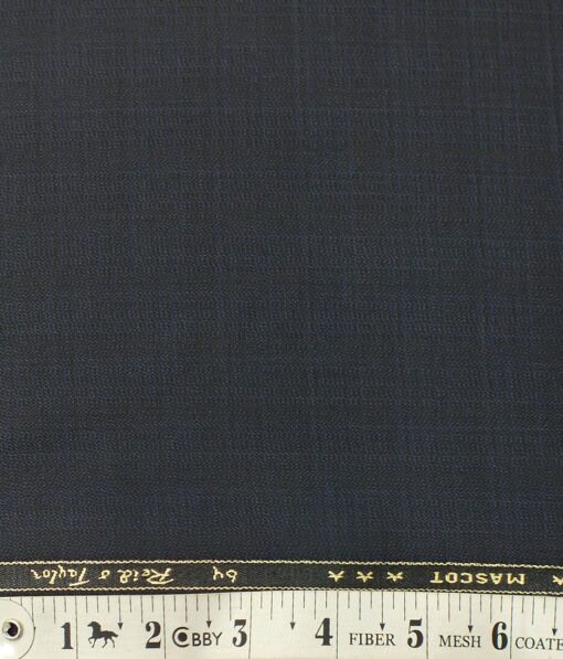 Reid & Taylor Mens Dark Navy Blue Self Checks Poly Viscose Trouser Fabric or 3 Piece Suit Fabric (Unstitched  1.25 Mtr)