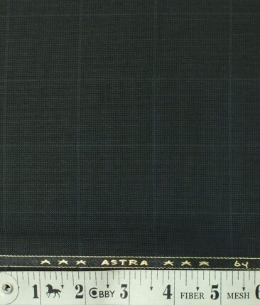 Reid & Taylor Mens Dark Blackish Sea Green Checks Poly Viscose Trouser Fabric or 3 Piece Suit Fabric (Unstitched  1.25 Mtr)