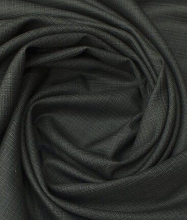 Reid & Taylor Mens Dark Greenish Grey Self Checks Poly Viscose Trouser Fabric or 3 Piece Suit Fabric (Unstitched  1.25 Mtr)
