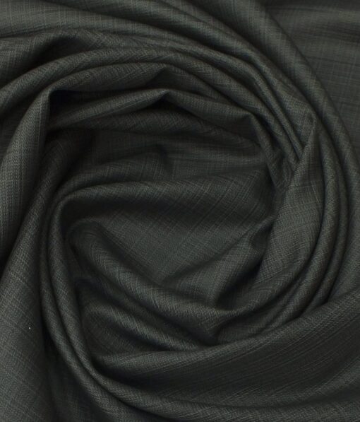 Reid & Taylor Mens Dark Greenish Grey Self Checks Poly Viscose Trouser Fabric or 3 Piece Suit Fabric (Unstitched  1.25 Mtr)