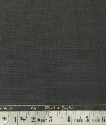 Reid & Taylor Mens Dark Greenish Grey Self Checks Poly Viscose Trouser Fabric or 3 Piece Suit Fabric (Unstitched  1.25 Mtr)
