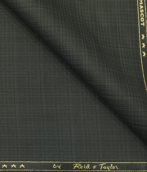 Reid & Taylor Mens Dark Greenish Grey Self Checks Poly Viscose Trouser Fabric or 3 Piece Suit Fabric (Unstitched  1.25 Mtr)
