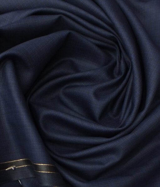 Reid & Taylor Mens Dark Royal Blue Self Design Poly Viscose Trouser Fabric or 3 Piece Suit Fabric (Unstitched  1.25 Mtr)