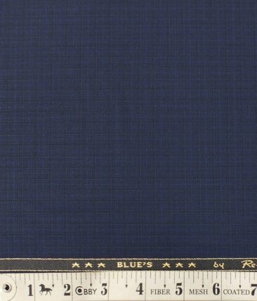 Reid & Taylor Mens Dark Royal Blue Self Design Poly Viscose Trouser Fabric or 3 Piece Suit Fabric (Unstitched  1.25 Mtr)