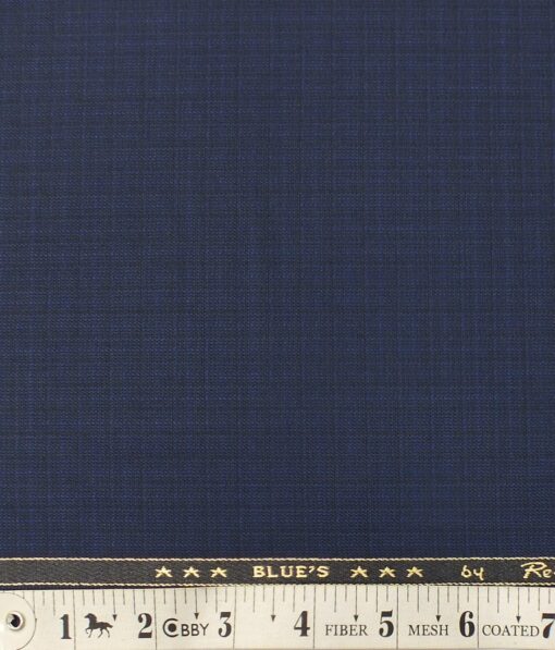 Reid & Taylor Mens Dark Royal Blue Self Design Poly Viscose Trouser Fabric or 3 Piece Suit Fabric (Unstitched  1.25 Mtr)